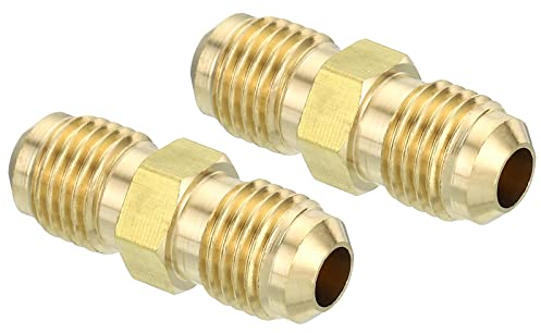 PATIKIL 1/4x1/4 2Stk Stecker Leuchte Messing Kompression Rohr Fitting Leuchte Rohr Fitting Leitung Schlauch Fitting für Sauber Schlauch Verbinder