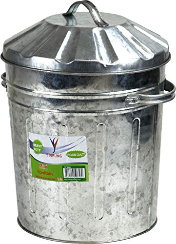 Sterling Ventures Metal Galvanised Garden Incinerator Fire Bin Burning Leaves Paper Wood Rubbish Dustbin Waste Bin with Lid & Handles (Without Chimney Lid)