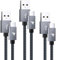 RAMPOW USB C Kabel, [3Pack 1M+1M+2M] USB USB C Kabel, iPhone 16 ladekabel, USB C ladekabel, iPhone 15 ladekabel Schnellladekabel QC 3.0 3A, Ladekabel USB C für iPhone 16/15, Samsung S23/S22-Grau
