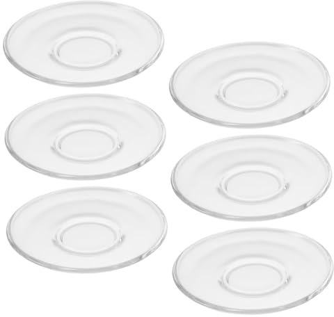 Milisten 6 Pezzi Piattino in Rotondo Trasparente Piattini Rotondi Per Caffè, Tè, Snack, Dessert, Vassoio da tè Sottopiatto Domestico, 9cm
