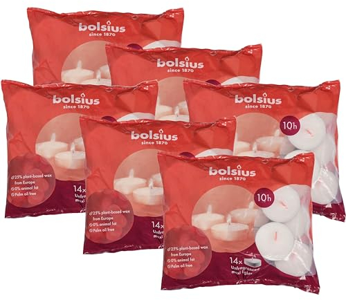 Bolsius Maxi Tea Light Candles - White - Pack of 84 - Long Burning Time of 10 Hours - Household Candle - Interior Decoration - Contains Natural Plant Wax - Without Palm Oil - XXL Tea Lights