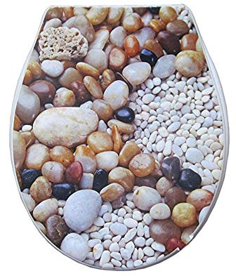 Toilettensitz Standardschloss PP Toilettendeckel Toilettensitz Einfach zu montierender Farbiger Toilettensitz für Badezimmer-Kleiner Stein