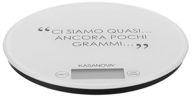 KASANOVA Bilancia da Cucina Digitale Bianca Tonda con Scritta