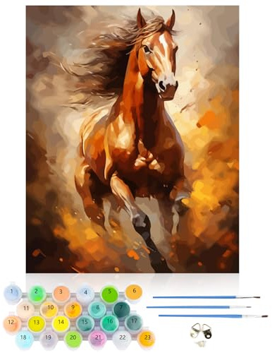 CEOVR Pintar por Numeros Personalizado,Caballos,Pintura por Números para Principiantes,Animales Paint by Numbers Adult,Caballos al Galope DIY Painting 40x50 cm,Sin Marco
