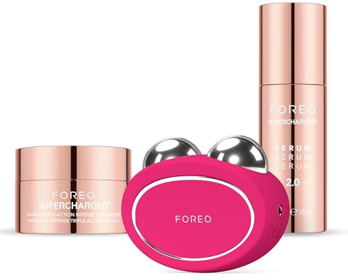 FOREO Set BEAR 2 Masajeador facial reafirmante + SÉRUM SUPERCHARGED 2.0 30 ml + Crema hidratante intensa de triple acción HA+PGA SUPERCHARGED 50 ml - Microcorrientes facial - Skincare