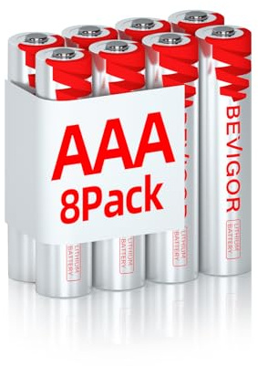 BEVIGOR AAA Lithium Batteries, 8Pack Lithium Iron Triple A Batteries, 1.5V Longer Lasting AAA Batteries for Flashlight, Toys, Remote Control, Non-Rechargeable