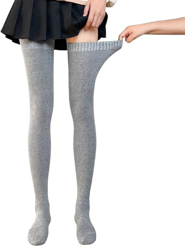 Chaussettes Hautes pour Femmes, Bas Opaques, Cuisses Hautes, Bonneterie Faux Polaire Grande Taille