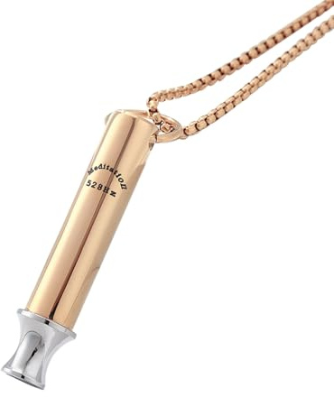 JewelryWe Rökvänjning halsband mindsam andningskedja rostfritt stål 528 Hz lovetuner låg frekvens ljud rökfri meditationkedja med rör hänge röka sluta hjälpmedel andningshalsband, 65 cm, Rostfritt