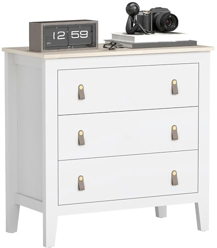HOMCOM Cassettiera per Camera da Letto, Cassettiera 3 Cassetti con Maniglie in Finta Pelle, Comò Moderno con Guide in Metallo Silenziose per Salotto e Soggiorno, 80x40x78.5 cm, Bianco