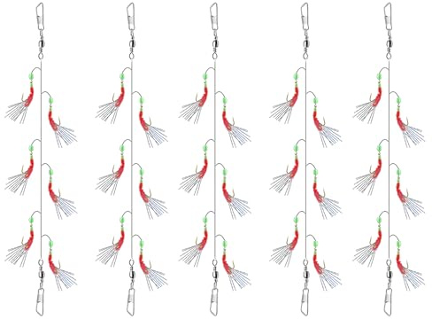 30 Pezzi Pesca Luminosi, Ami da Pesca in Mare Piume di Sgombro Pesca con Perline Luminose Esche Bioniche per Sgombri Pollock Aringhe Basso(Flash Fluro) Ami daPesca Girelle daPesca