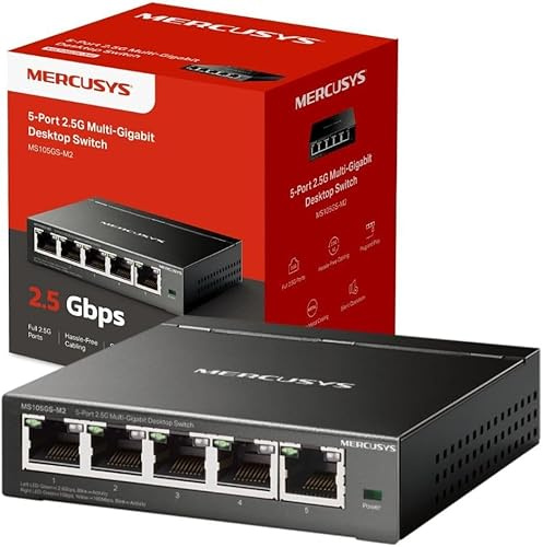 MERCUSYS MS105GS-M2 2.5GB Switch with Super fast Connections, 5 Ports Ethernet Splitter,Network Switch,TP-Link Ethernet Switch,Silent Operation,Ideal for Various Scearios,Durable Design, Plug and Play