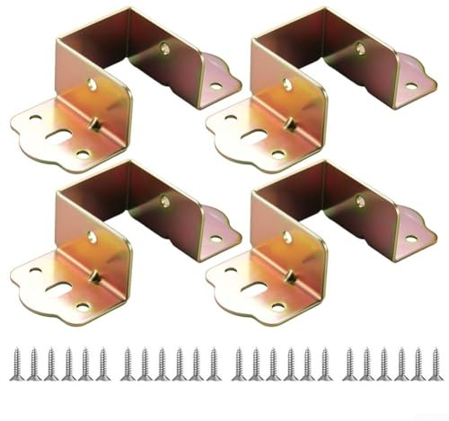 Staffe per binario per letto a forma di U, resistenti, confezione da 4, in acciaio laminato a freddo con zincatura per resistenza alla ruggine, supporto angolare di 90 gradi per telai e travi in legno