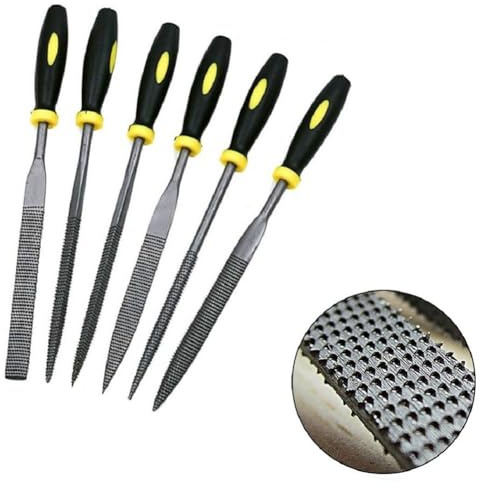 VRTYVEYBB 6-delad kolstål nålfil set för träbearbetning, metall, glas och sten – 3 x 140 mm till 5 x 180 mm