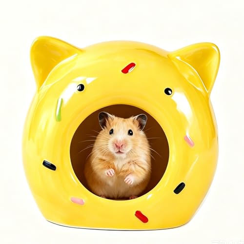 CHUANFU Hamsterhus, keramisk marsvinshus, munkform, robust marsvinstuga, hamstertillbehör för dvärghamstrar, gerbilles och gnagare