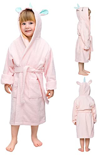 Twinzen Peignoir Enfant Licorne - Fille et Garçon - OEKO-TEX® 100% Coton - Peignoir de Bain et Sortie de Bain Enfant
