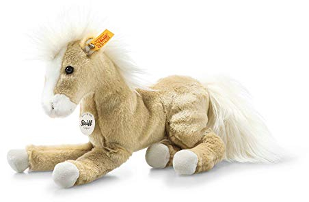 Steiff Kuscheltier Dusty Schlenker-Pony, Süßes Stofftier mit Kunststoffaugen, Kinder, Jungen & Mädchen, Plüschtier 26 cm, Beige, 122149