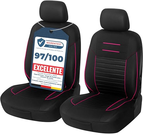 Upgrade4cars Bilsätesöverdrag för framsäten, svart/rosa bilskyddsöverdrag i set för förar- och passagerarsäte, universellt bilstolsskydd, rosa biltillbehör, dekoration för interiör