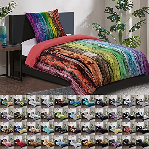 Sanilo® Bettwäsche 135x200 cm, 100% feinste Baumwolle, 2-teilig, Bettbezug, Kissenbezug 80x80cm, Oeko-TEX Zertifiziert (Rainbow, 2-teilig 135x200 cm)