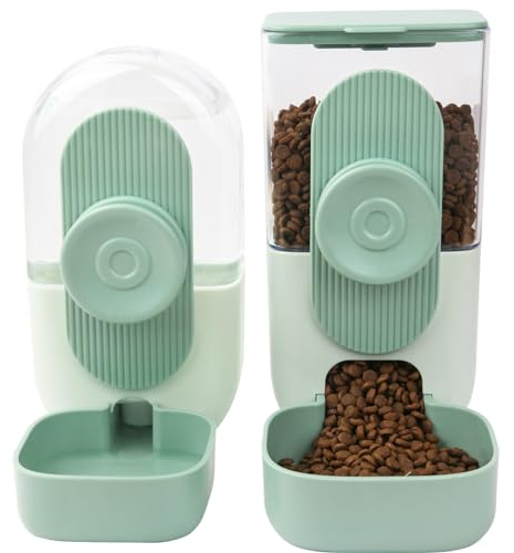 HENYEER Distributore Automatico Di Cibo E Acqua,Distributore Di Cibo A Parete,Distributore Di Cibo per Animali Domestici per Cani Gatti Conigli, Cincillà, Porcellini D'india, Ricci E Furetti(verde)