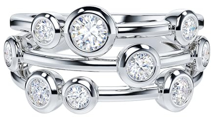 THELANDA Simulated Diamond Sterling Silver 9mm Wide Bezel Set Bubble Cocktail Fashion Ring Wedding Ring for Her (12)