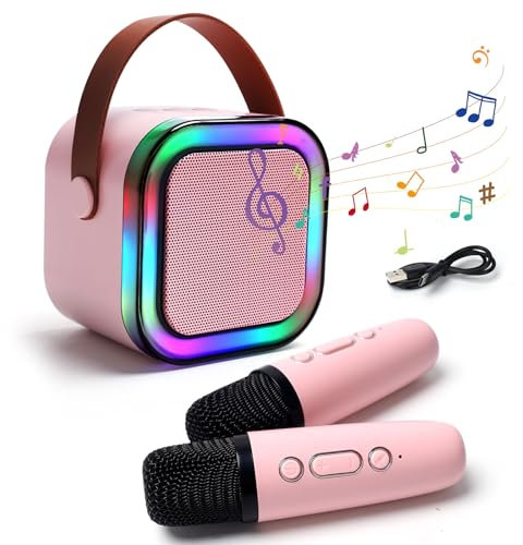 Kids Toys for 6 7 8 Years Old Girls Boys: Kids Karaoke Gifts for Girl Boy Age 4 5 6 Karaoke Machines Presents for 4-12 Years Old Kid Mini Microphone for Kids fun(Pink 2 Mic)