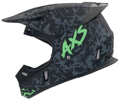 Woljay Motocross Dirt Bike Helmet Off-Road Street BMX MX Full Face Helmets for Unisex-Adult Youth Kids DOT (M,Green AXS)