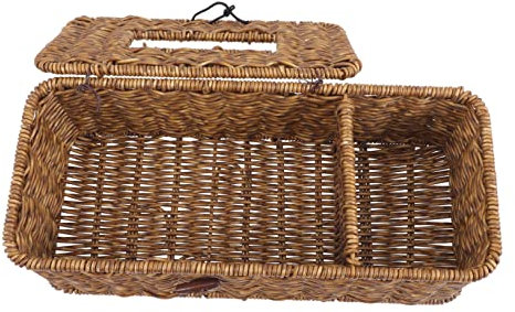 Anneome Multifunktionale Tissue Box Aus Robustem Material Rattan-Optik Eleganter Taschentuchspender Mit Innerem Halter Stilvolle Aufbewahrung Für Küche Wohnzimmer Büro
