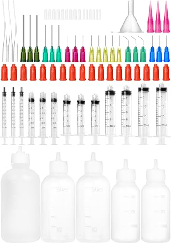 Spruta set 1 ml, 3 ml, 5 ml, 10 ml, 20 ml, Luer Lock spruta med trubbig nålspets, 30 ml, 50 ml, 100 ml nålflaska, applikator för gör-det-själv-hantverk, strass, träbearbetning, färg, lim, olja, bläck