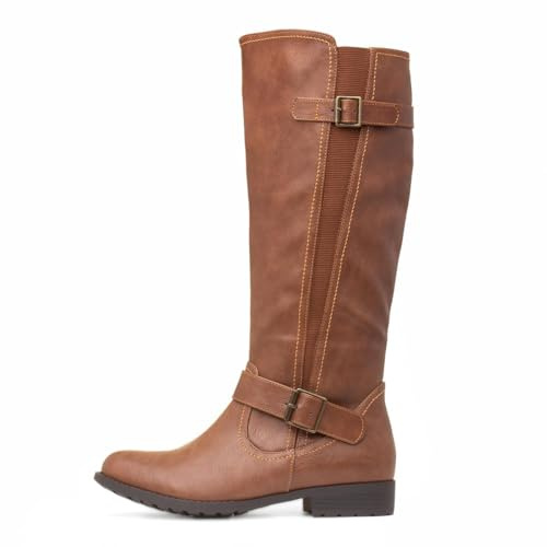 Lilley Womens Tan Buckle Zip Up Riding Boot - Size 9 UK - Brown