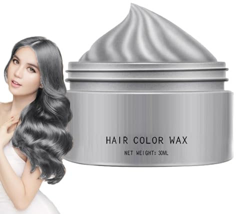 Cera de color de cabello gris, cera de color de cabello temporal para cabello oscuro, crema de tinte de peinado temporal para hombres y mujeres, cera de peinado instantánea para cosplay de fiesta