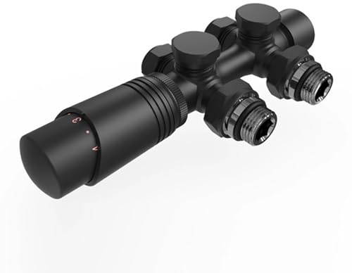 Kit multibloc pour robinet de raccordement de radiateur avec thermostat, robinetterie de valve, accessoire de chauffage, forme d'angle et de passage, noir