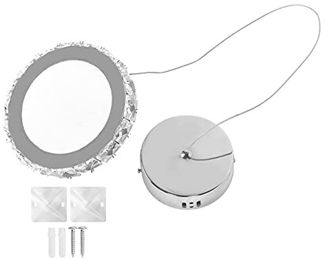 TOPINCN Kristall-Kronleuchter, Moderne Zeitgenössische Deckenleuchten, Kristall-Kronleuchter, Hängelampe mit Edelstahl-Tablett für Esszimmer, Küche, 12 W, Weißes Licht