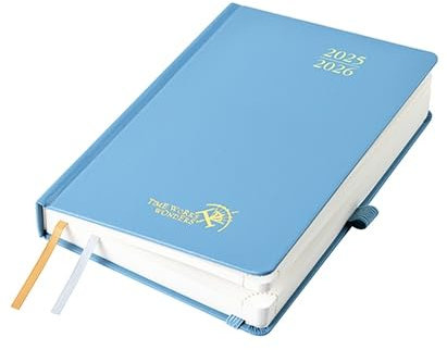 POPRUN Tagesplaner 2025 2026 Hardcover 21,5 x 14,5 cm, Tageskalender A5 1 Tag 1 Seite (Montag - Sonntag), Terminplaner (Aug.2025-Jul.2026) mit Stiftschlaufe - Dunstblau