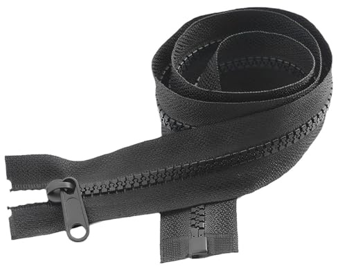GXGM Tira Zip Rimovibile, Cerniera Lampo Nera lunga 70 cm Nera - Catena Misura #8 - Cerniere Lampo Divisibili per Abbagliamento Arredamento Cucito Giacche - Zip - Colore Nero, 1 pezzo