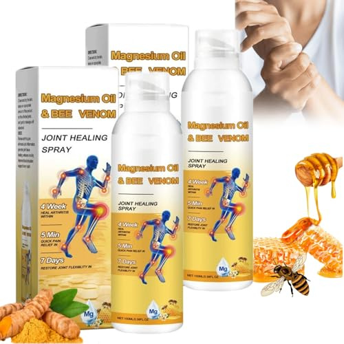Magnesium Oil & Joint Healing Spray, Magnesium Oil Beevenom Joint Healing Spray, For Neck, Hands, Knee, Natural (2pcs)