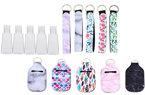 minkissy 5pcs Travel Liquid Bottles Set Wrist Lanyard Bottle Cover Toiletries Refillable Suitable for Travel Daily Use Random Style