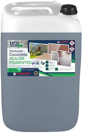 Pattern Imprinted concrete driveway sealer Grey, Clear or Black sealant 20 litres gloss wet look. (Grey, 20 lt)