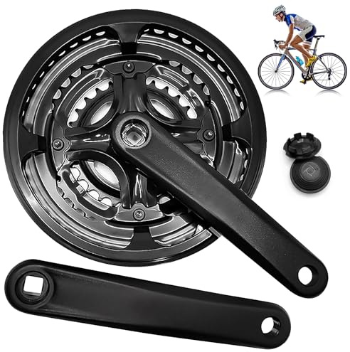 PORFOYO Bielas Cuadradas, 28/38/48T Dientes Bielas MTB, Juego de Bielas para Bicicleta, Bielas para Bicicleta de Montaña 6/7/8 Velocidad