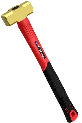 C&T 1lb Brass Sledge Hammer, Comfortable Fiberglass Handle