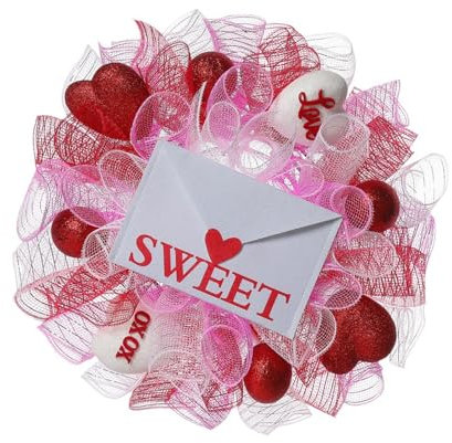 Ghirlanda di San Valentino 40 cm artificiale corona nuziale corona per anniversario di matrimonio lume di candela cena festa