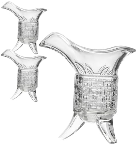 POPETPOP Verres à Liqueur Rétro 3 Pièces en Verre Créatif Transparent, Style Vintage, pour Dégustation de Whisky et Spiritueux, Usage Domestique et Bar