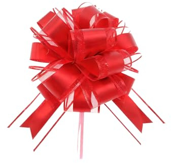 LifgWas Nœuds Grand Rouge (25cm), Grand Nœuds à Tirer, Tirer Manuellement en NœUd, pour Cadeau De Mariage, Anniversaire, Cadeaux De NoëL, Emballage Cadeau