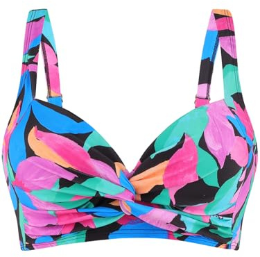 Ocean Blues Women's Colorful Leaves Molded Bikini Top Supportive Swimsuit Top Without Wire Size Medium