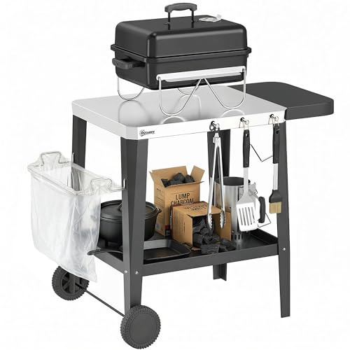 Outsunny Küchenwagen mit Rollen Servierwagen 115 x 67,5 x 80,5 cm Schwarz