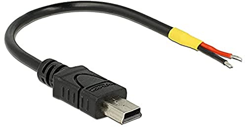 Delock Kabel USB 2.0 Mini-B Stecker > 2 x offene Kabelenden Strom 10 cm Raspberry Pi, Schwarz