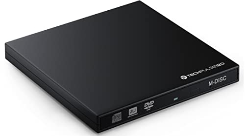 techPulse120 externer USB 3.0 DVD CD M-Disc Brenner Burner Laufwerk Slim SuperDrive DVDRW CDRW ROM für Computer Desktop PC Notebook Ultrabook Netbook Laptop Schwarz