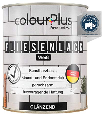 ColourPlus Fliesenlack Badezimmer 750 ml - Weiß Glanz - Fliesenfarbe Küche & Fliesenfarbe Badezimmer (Wand- und Bodenfliesen) mit hoher Deckkraft | wasserbeständig, strapazierfähig