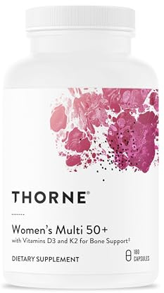 THORNE - Women's Multi 50+ - Comprehensive Daily Multivitamin with Vitamins A, B6, B12, C, D, E, K, Zinc & More - Support Heart, Brain, Bone & Immune Health* - 180 Capsules