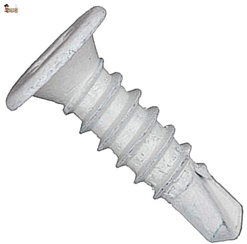 BricoLoco skruvgängare svart autotaladrant eller förzinkat extra platt huvud. borrspets. För metall, panel... (100 st. 4,2x23 Vit)
