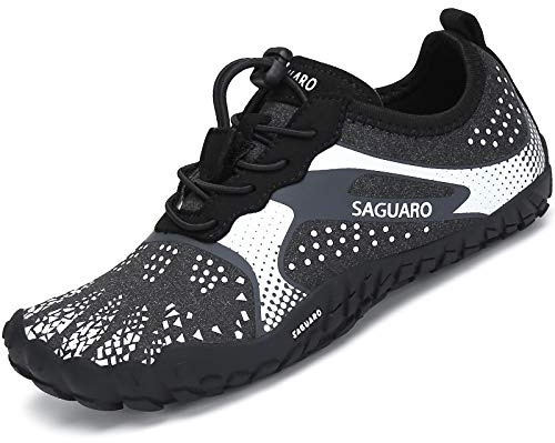SAGUARO Barfotaskor barfota sneakers flickor andningsbara minimalistiska sneakers, 24–36 EU, Vit (vit vit), 36 EU